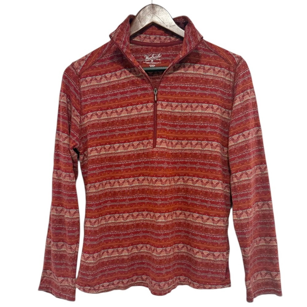 Woolrich Cotton 1/4 Zip Pullover Lightweight Sweater Red Size Medium Petite